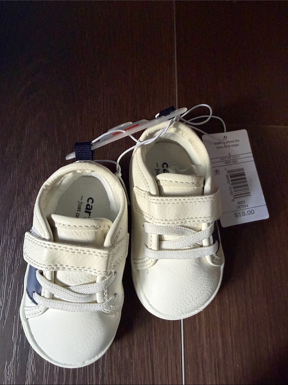 Carter's Cream Toddler Sneakers with Navy Detail
